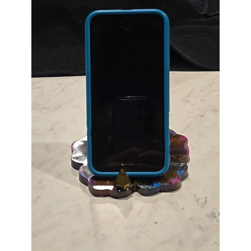 Handmade Resin Cell Phone Holder  Teal Pink Blue Unicorn‎ 739